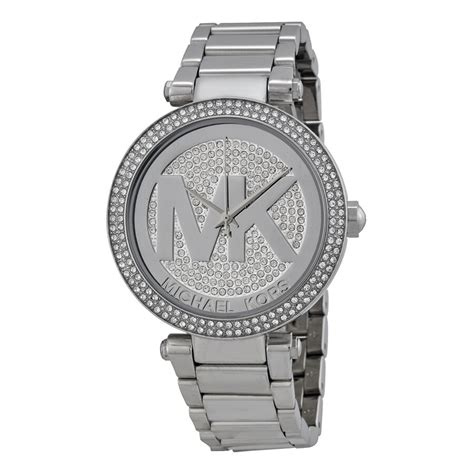 michael kors ladies silver parker stones watch|More.